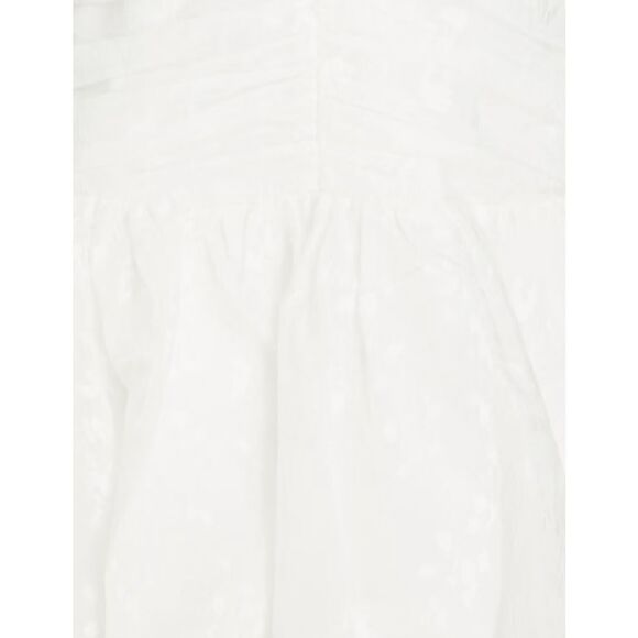 ML Monique Lhuillier  White Cocktail Party Dress with Puff Cap Sleeves - Picture 12 of 14